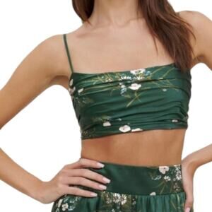 Reformation Carrie Silk Crop Top Sleeveless Smocked Bralette